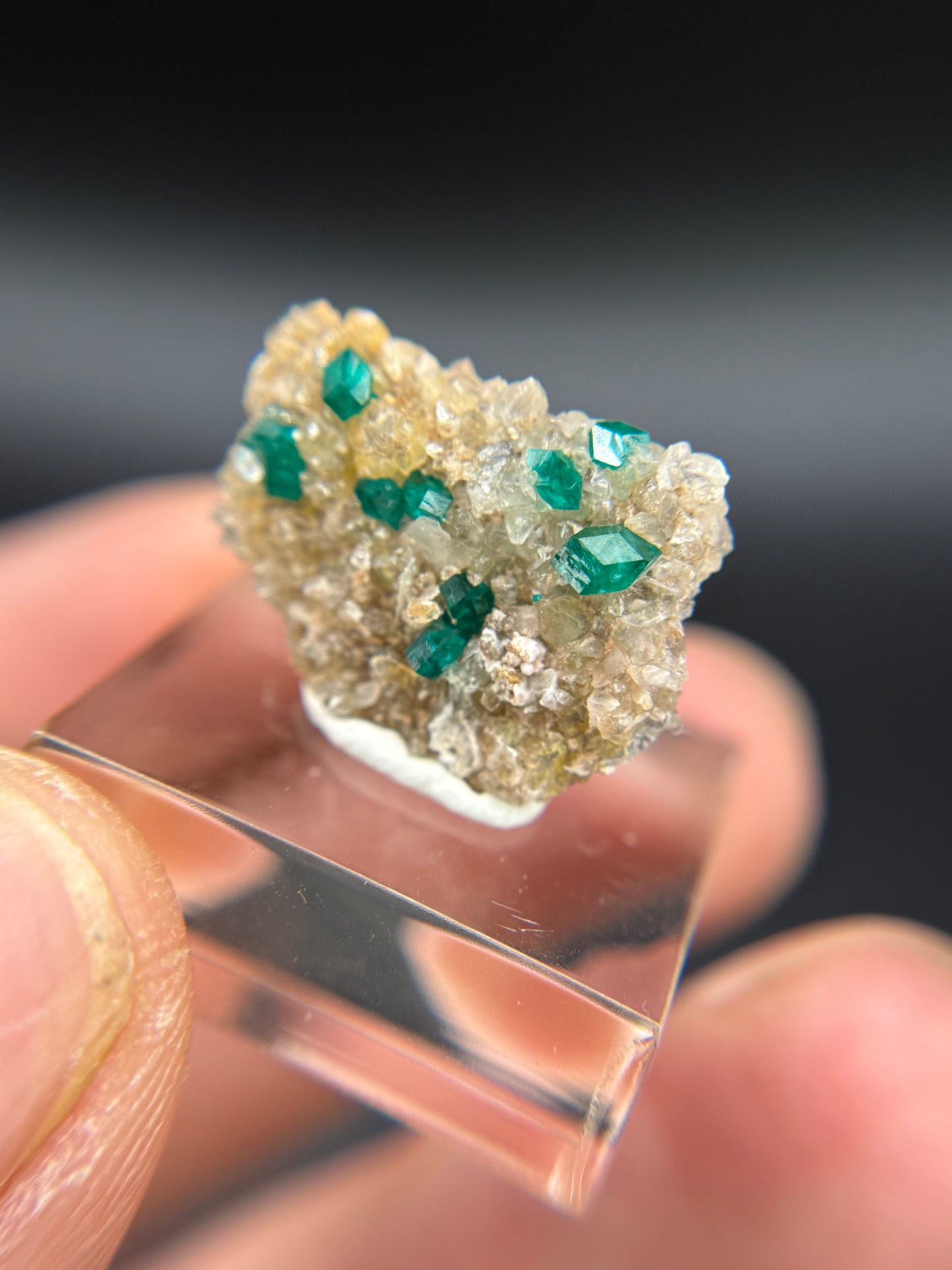 Dioptase on Quartz, Kunene Region, Namibia