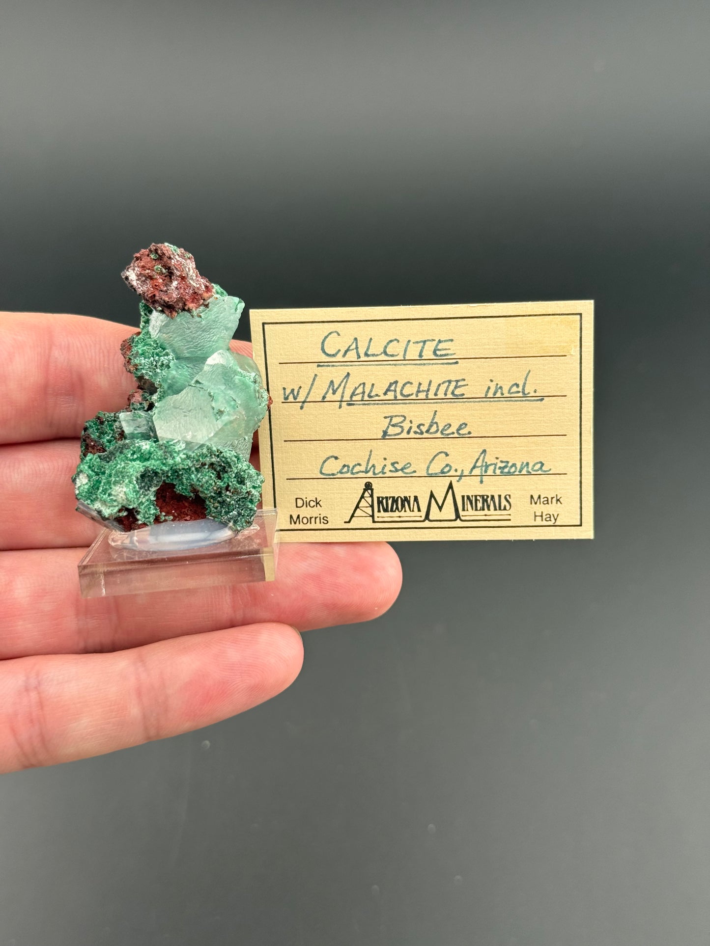 Calcite with Malachite, Bisbee, Cochise County, Arizona