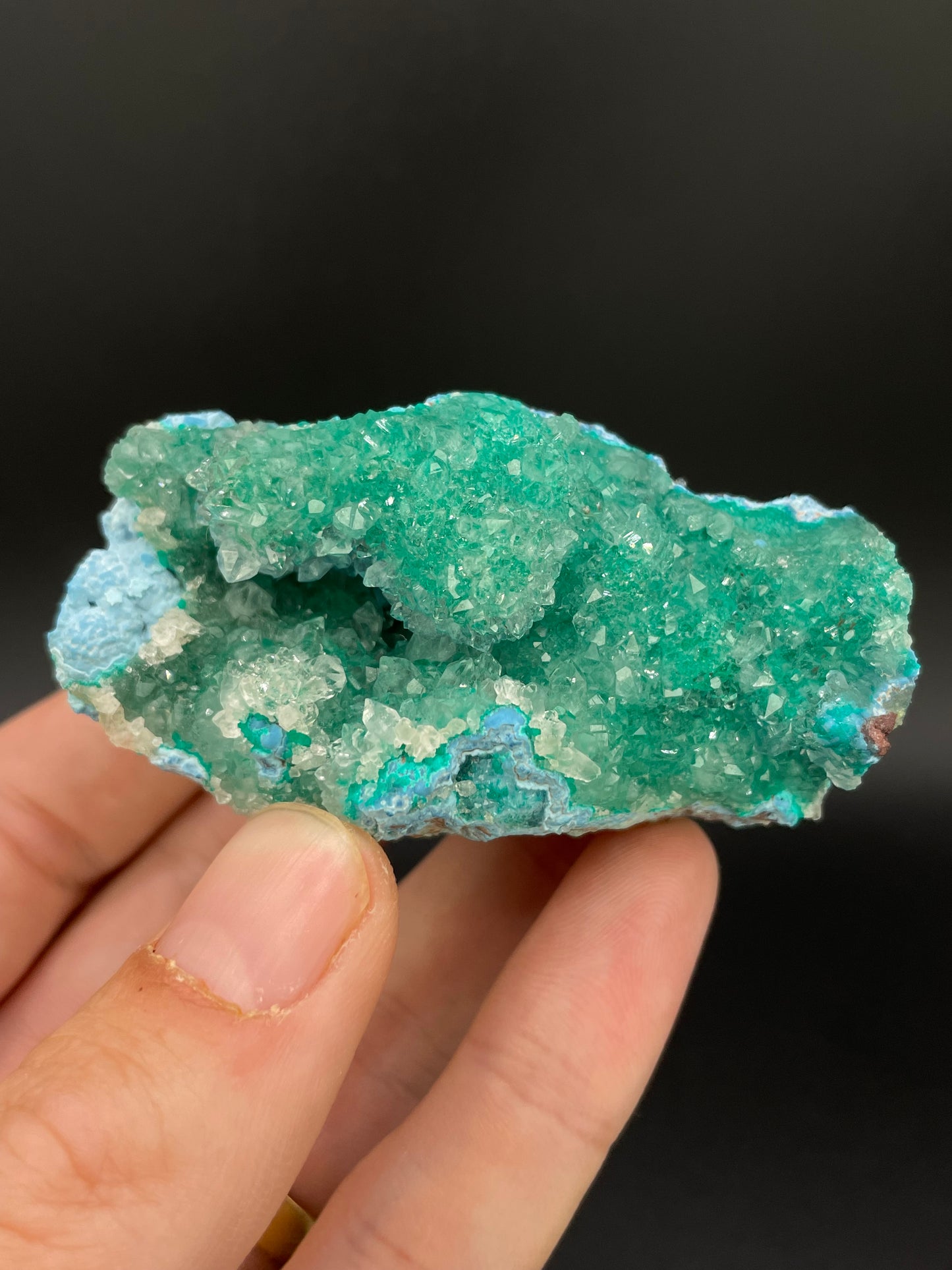 Dioptase in Quartz, Sanda Hills, Mindouli District, Republic of Congo