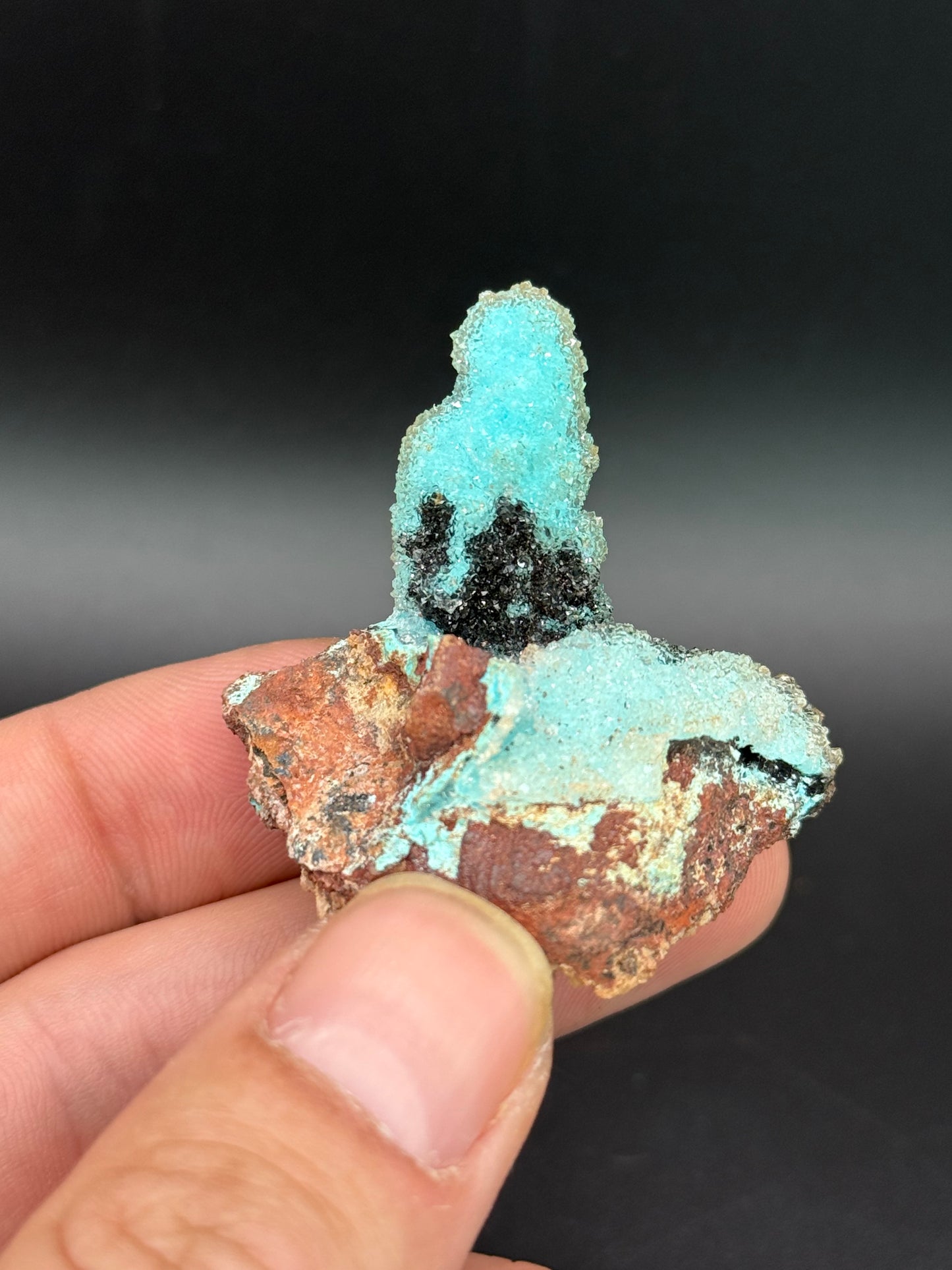 Quartz and Malachite on Chrysocolla Pseudomorph after Baryte, Lupoto Mine, Kakumba, Kipushi Territory, Haut-Katanga, DR Congo