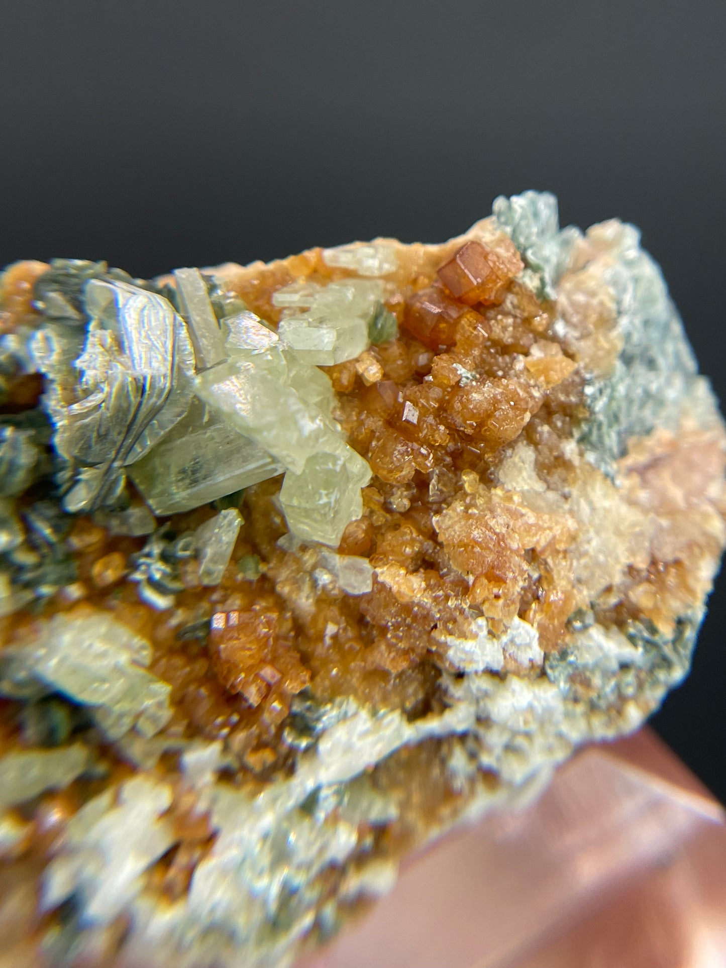 Hessonite, Diopside, Clinochlore, Valle d'Aosta, Italy