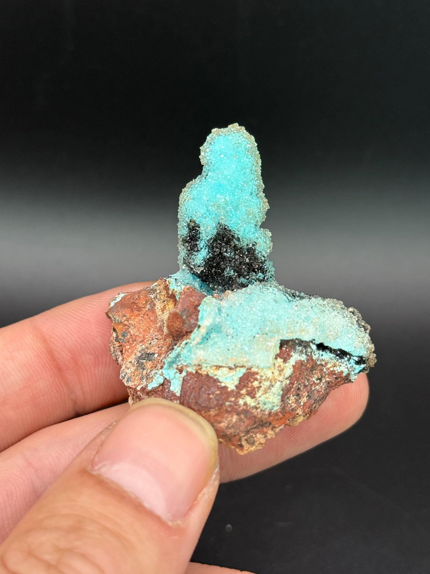 Quartz and Malachite on Chrysocolla Pseudomorph after Baryte, Lupoto Mine, Kakumba, Kipushi Territory, Haut-Katanga, DR Congo