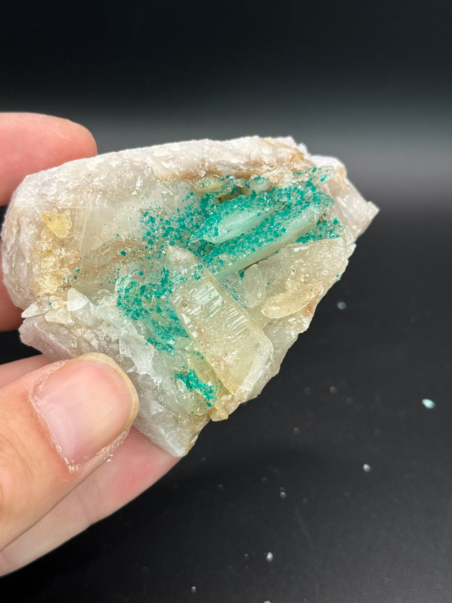 Dioptase and Quartz, Kunene Region, Namibia