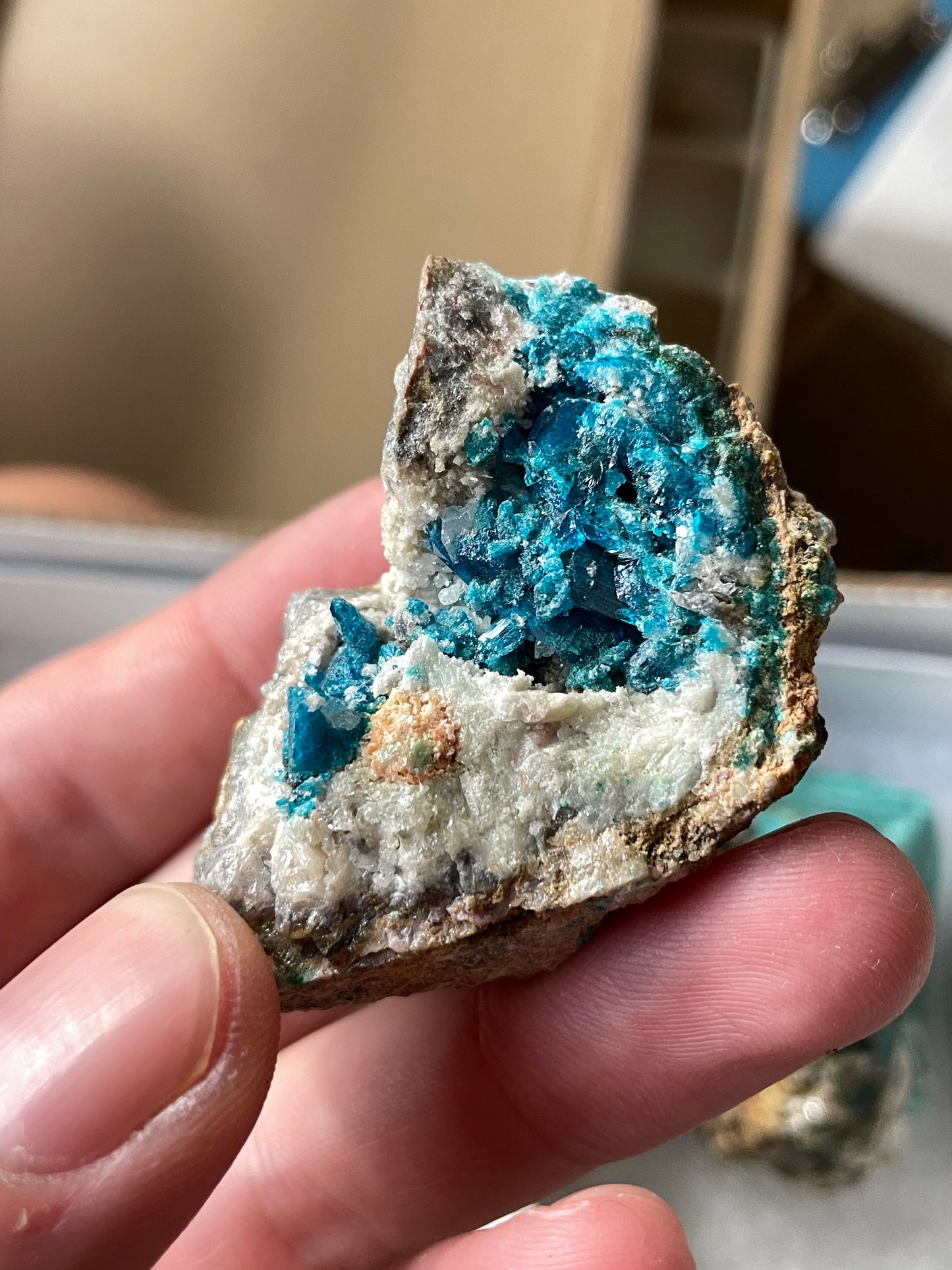 Caledonite from Rowley Mine AZ