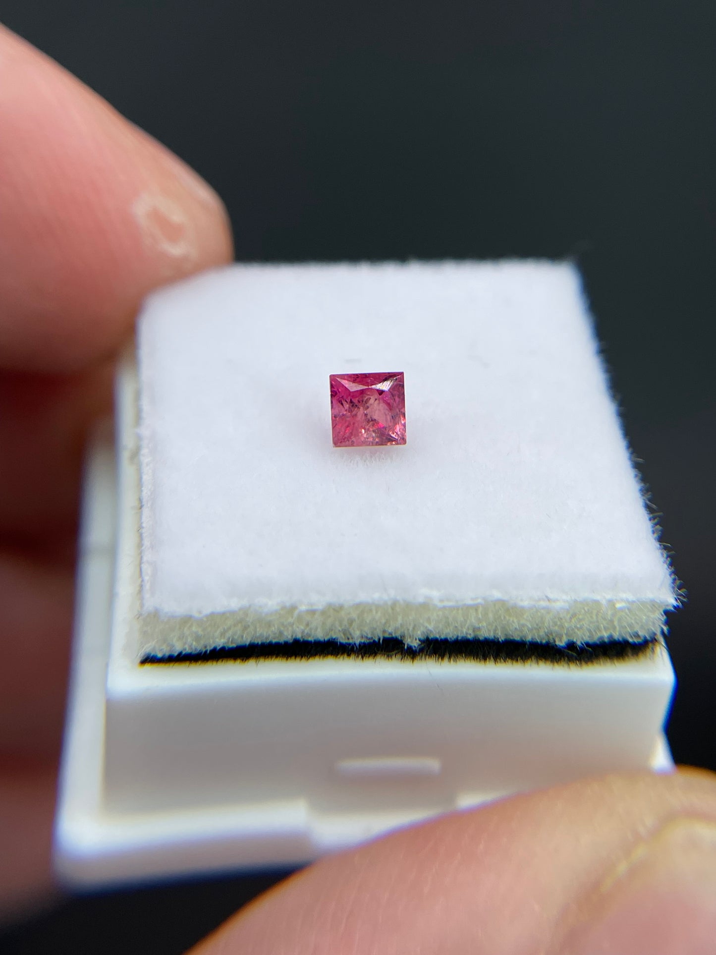 Red Beryl Gemstone, Princess Cut, Utah
