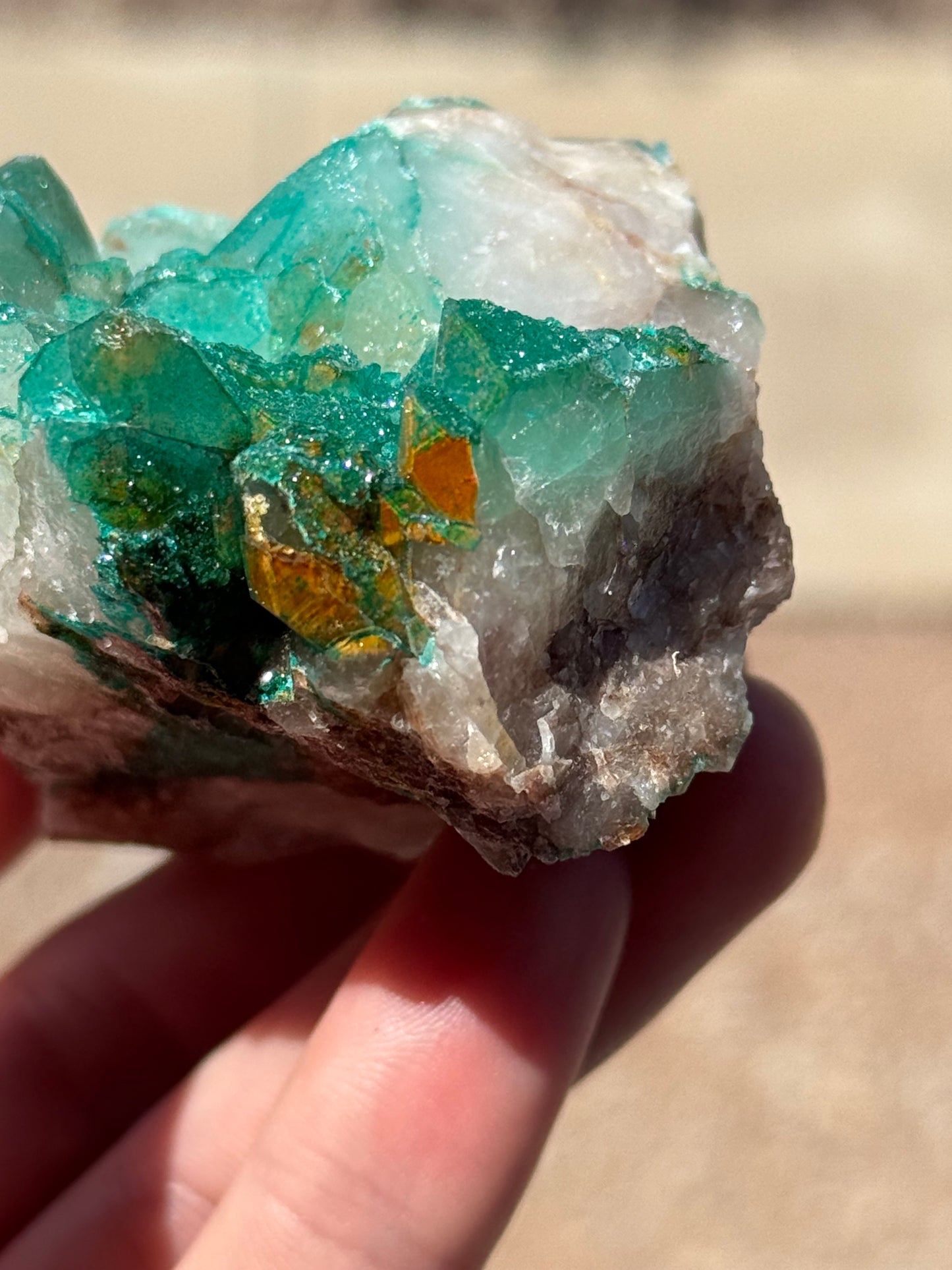 Dioptase and Quartz, Kunene Region, Namibia