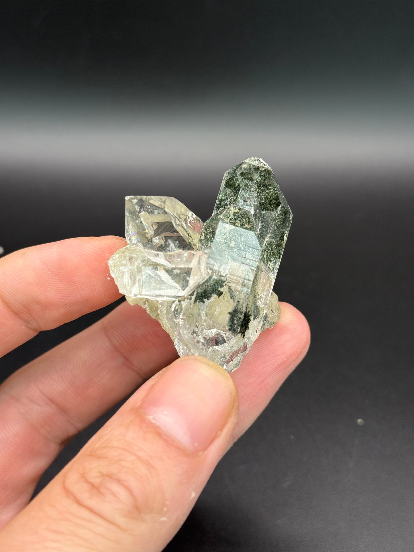 Quartz with Chlorite inclusions, Val Cavrein, Disentis, Grisons, Switzerland