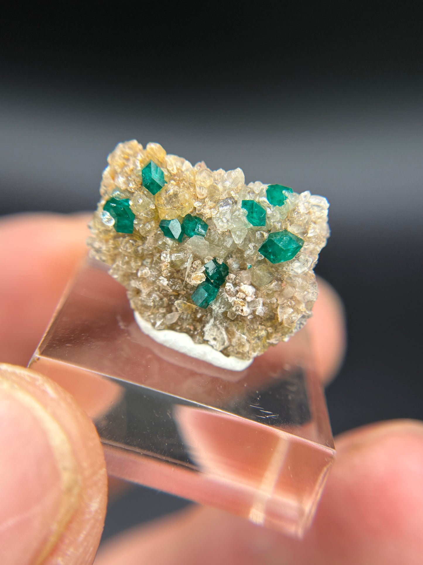 Dioptase on Quartz, Kunene Region, Namibia
