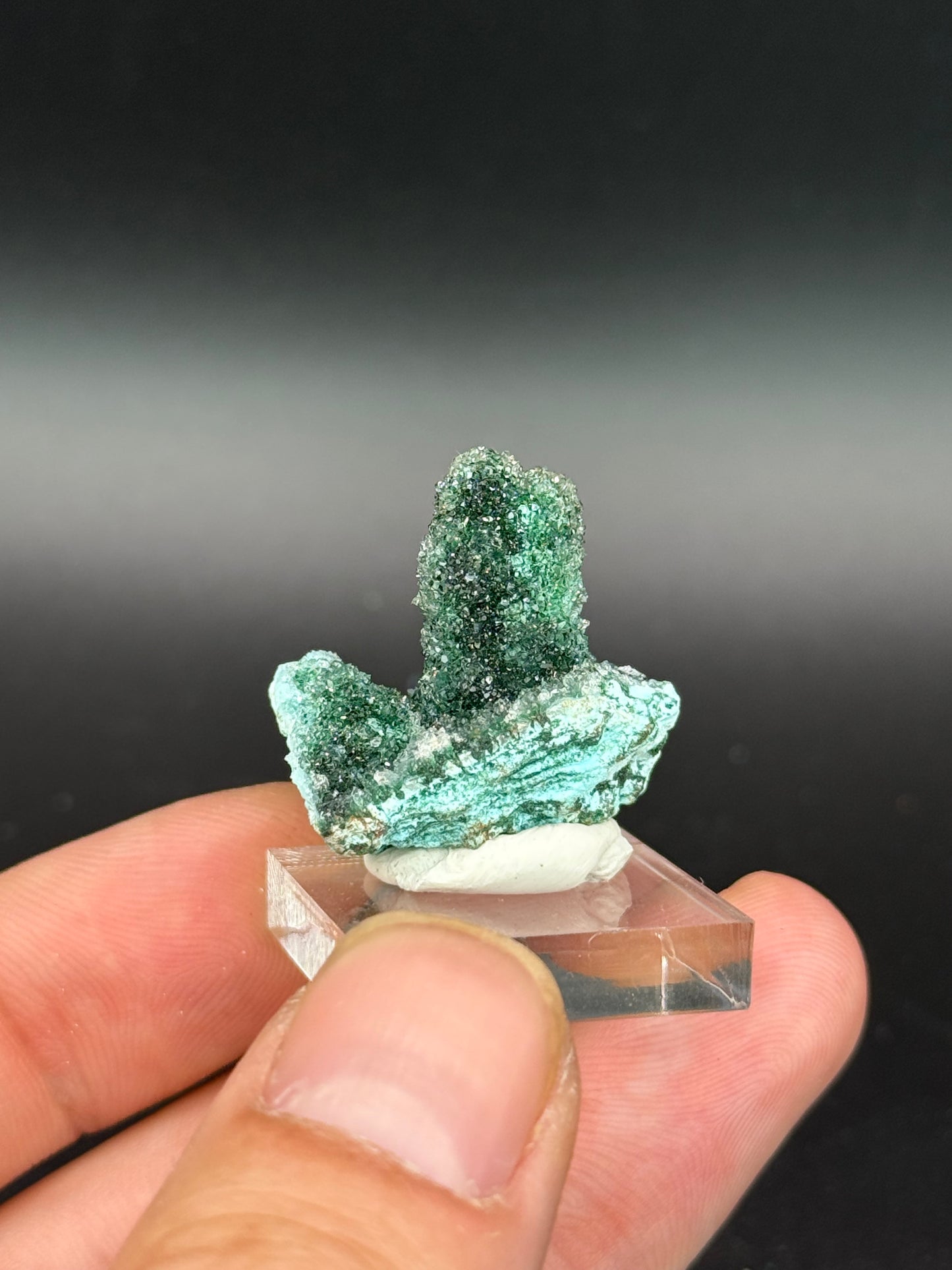 Quartz and Malachite on Chrysocolla Pseudomorph after Baryte, Lupoto Mine, Kakumba, Kipushi Territory, Haut-Katanga, DR Congo