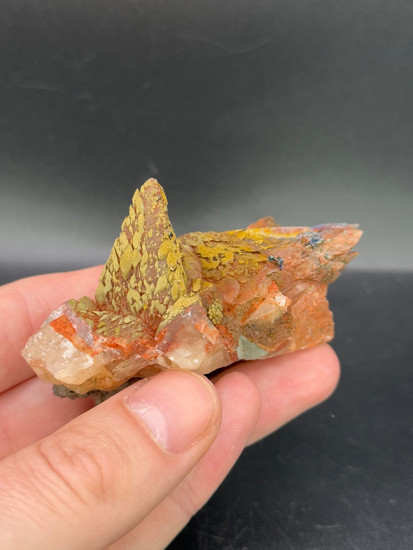 Chalcopyrite on Calcite, Soroca village, Dniester river, Moldova