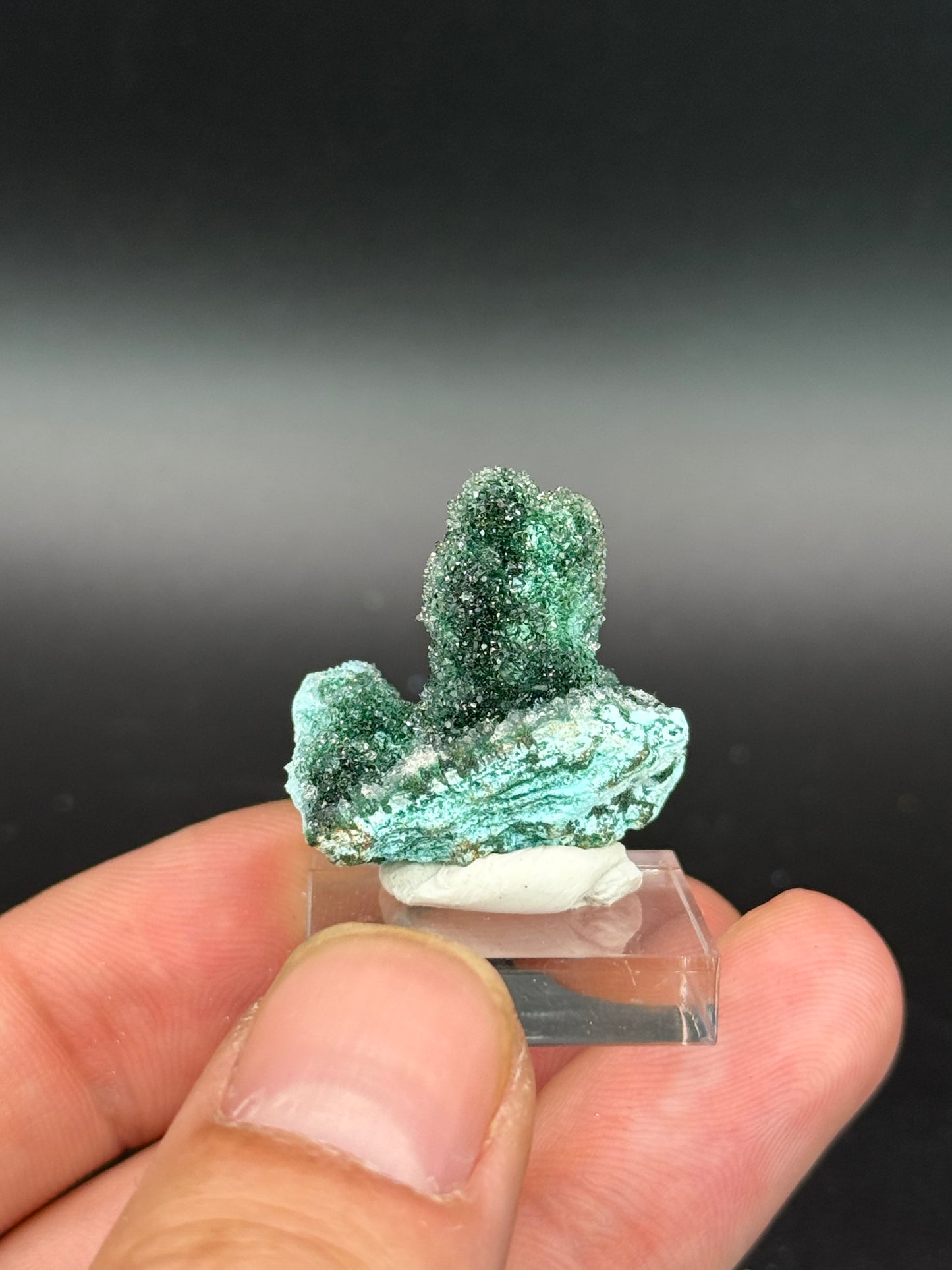 Quartz and Malachite on Chrysocolla Pseudomorph after Baryte, Lupoto Mine, Kakumba, Kipushi Territory, Haut-Katanga, DR Congo