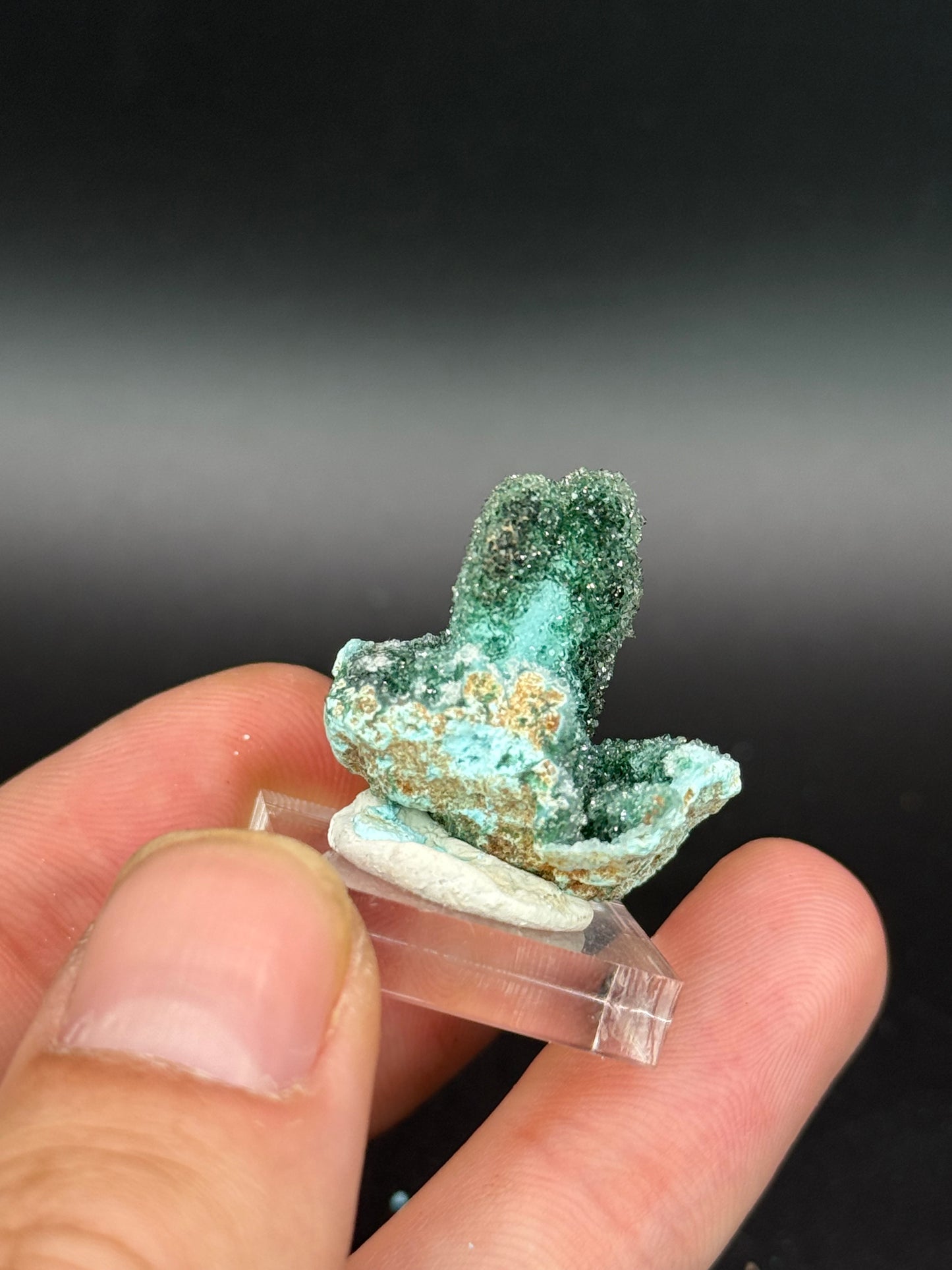 Quartz and Malachite on Chrysocolla Pseudomorph after Baryte, Lupoto Mine, Kakumba, Kipushi Territory, Haut-Katanga, DR Congo