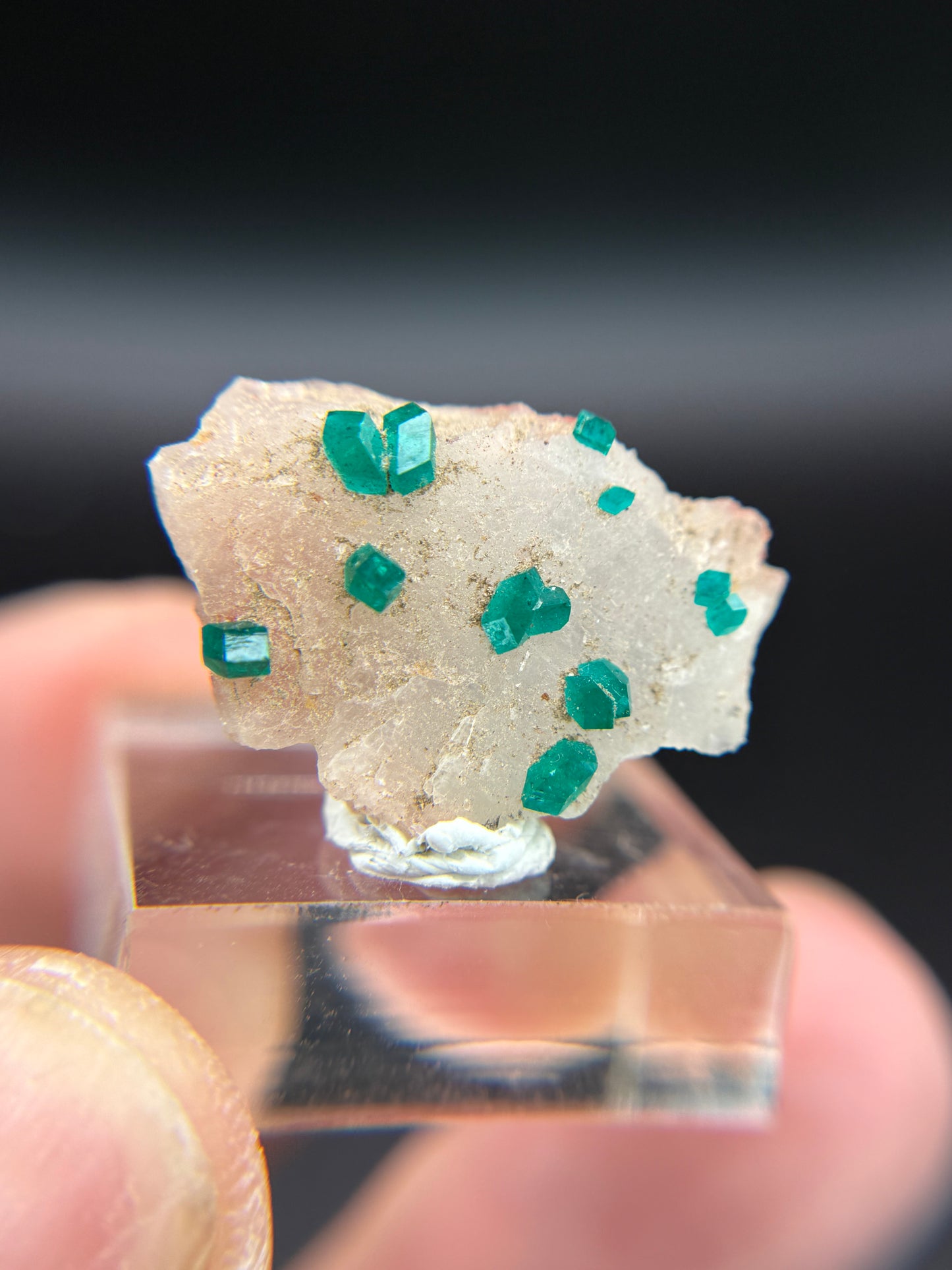 Dioptase on Quartz, Kunene Region, Namibia