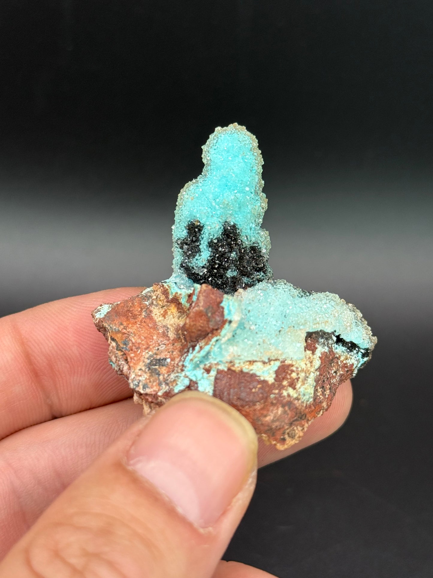 Quartz and Malachite on Chrysocolla Pseudomorph after Baryte, Lupoto Mine, Kakumba, Kipushi Territory, Haut-Katanga, DR Congo