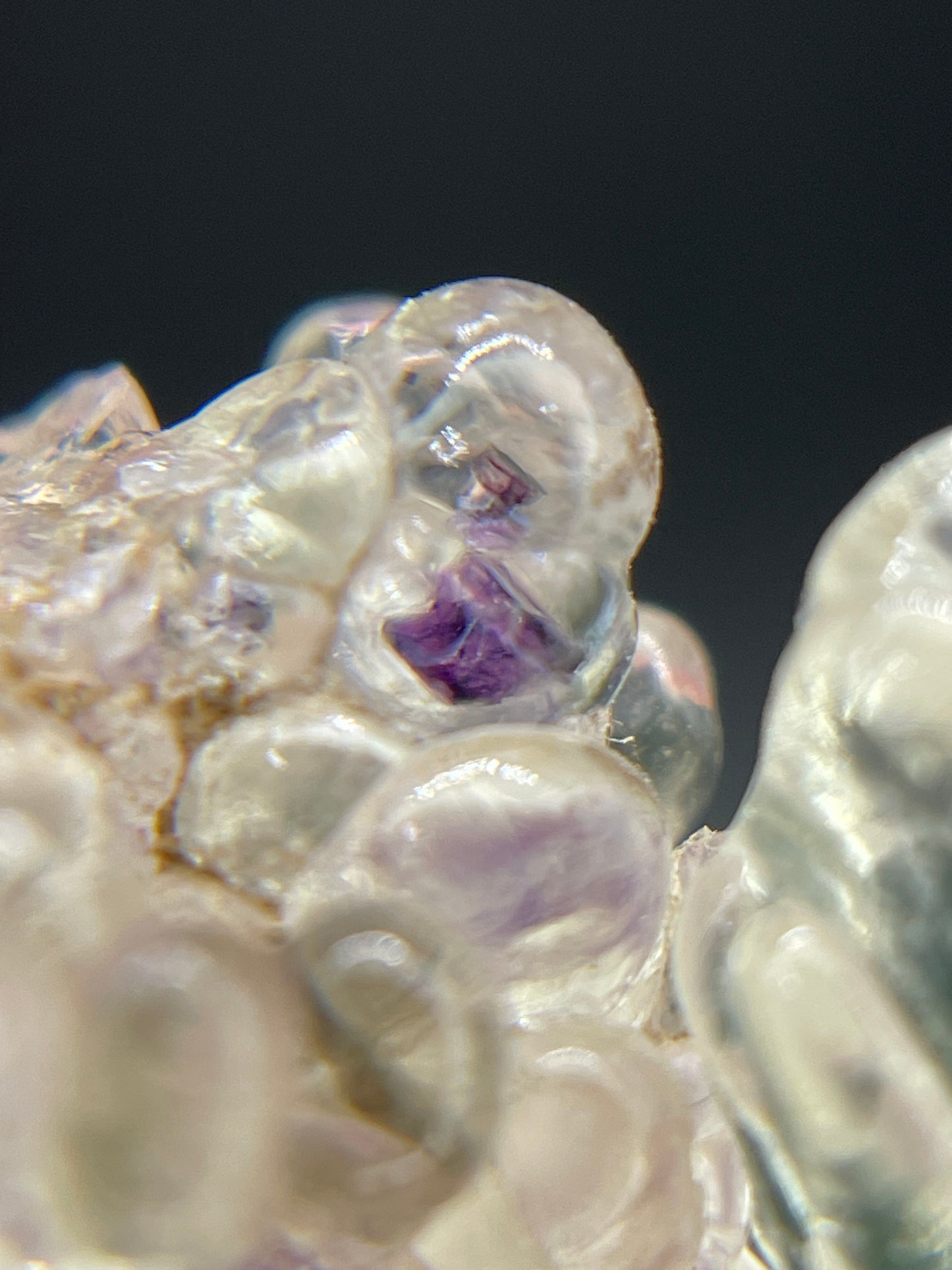 Hyalite opal with Fluorite, Guanajuato, Mexico