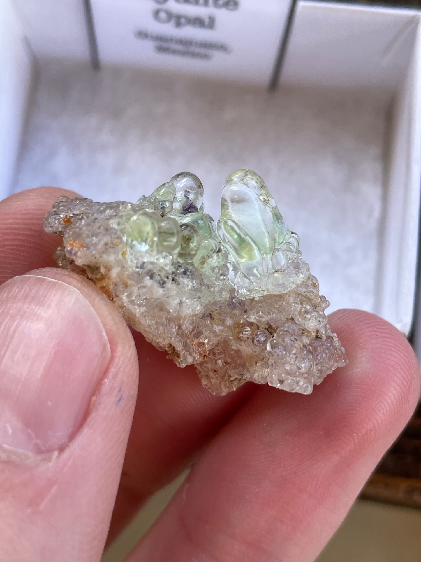 Hyalite opal with Fluorite, Guanajuato, Mexico