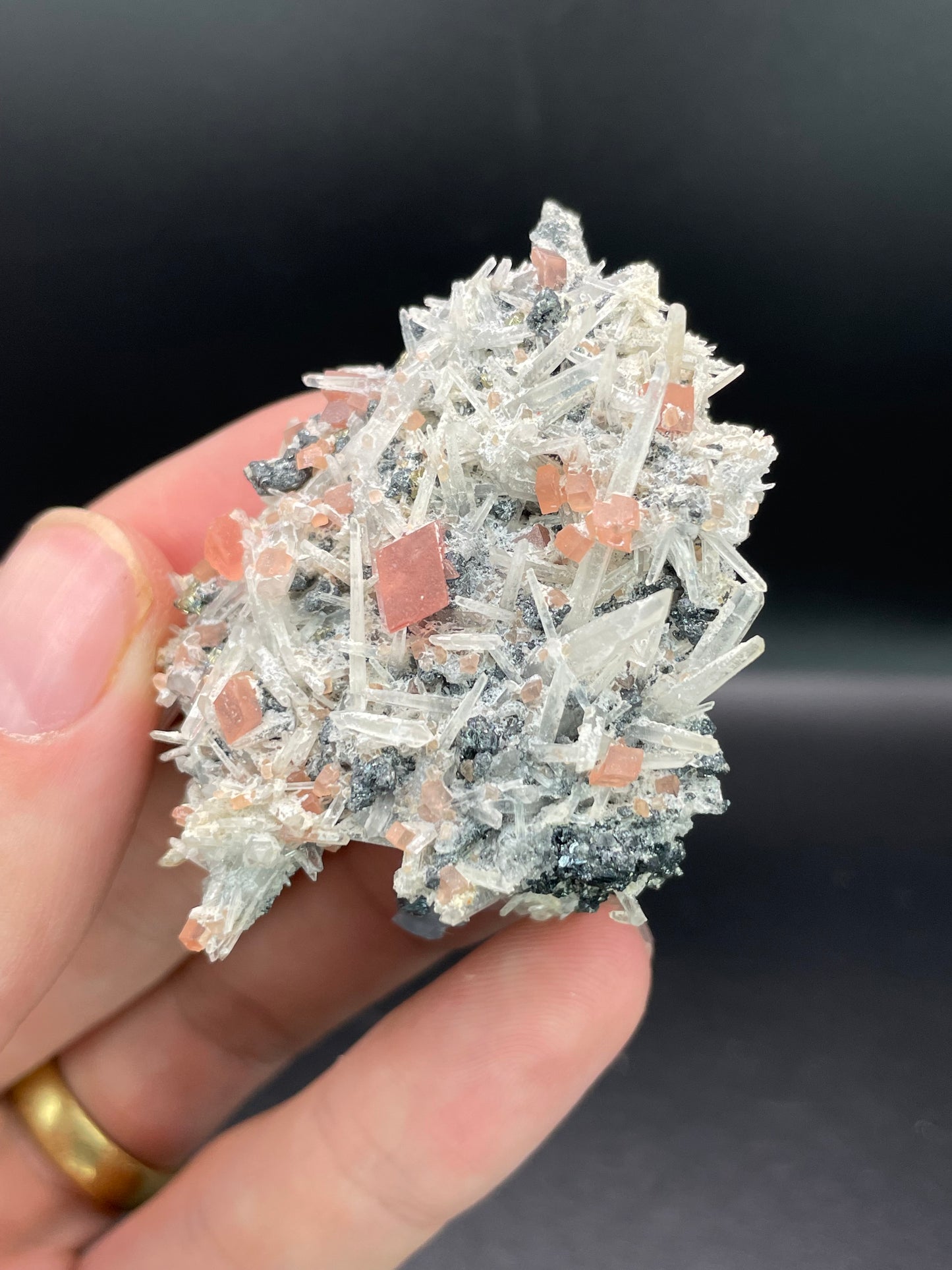 Rhodochrosite and Quartz, Sweet Home Mine, Alma, Colorado