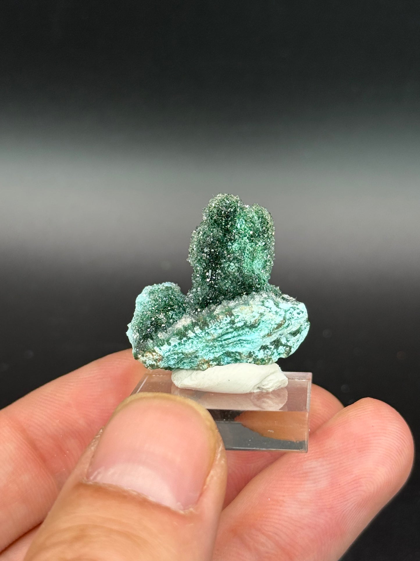 Quartz and Malachite on Chrysocolla Pseudomorph after Baryte, Lupoto Mine, Kakumba, Kipushi Territory, Haut-Katanga, DR Congo