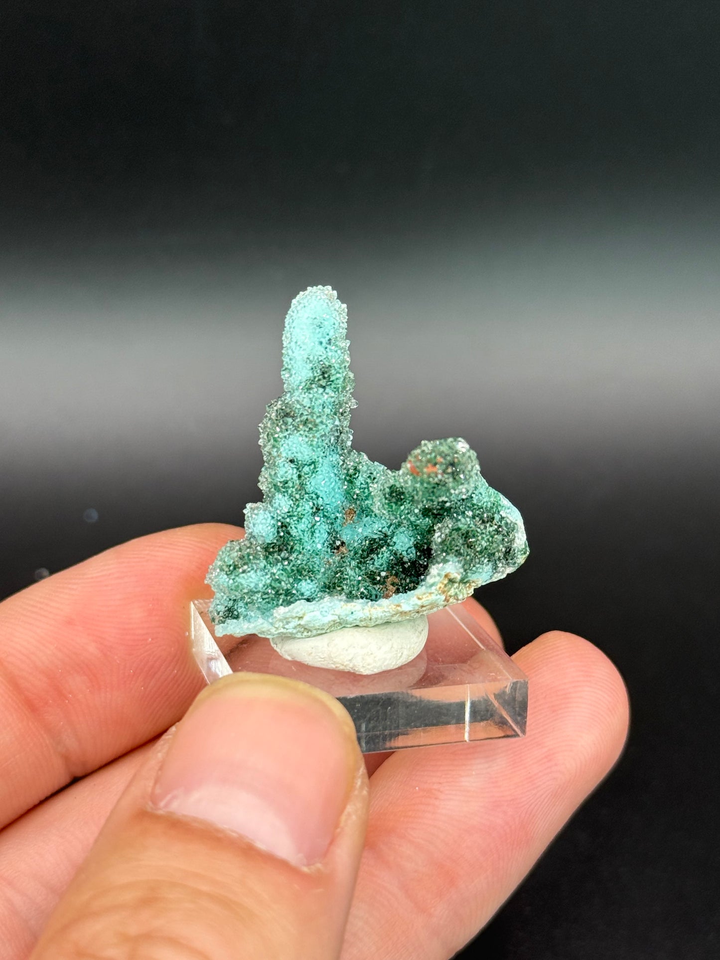 Quartz and Malachite on Chrysocolla Pseudomorph after Baryte, Lupoto Mine, Kakumba, Kipushi Territory, Haut-Katanga, DR Congo