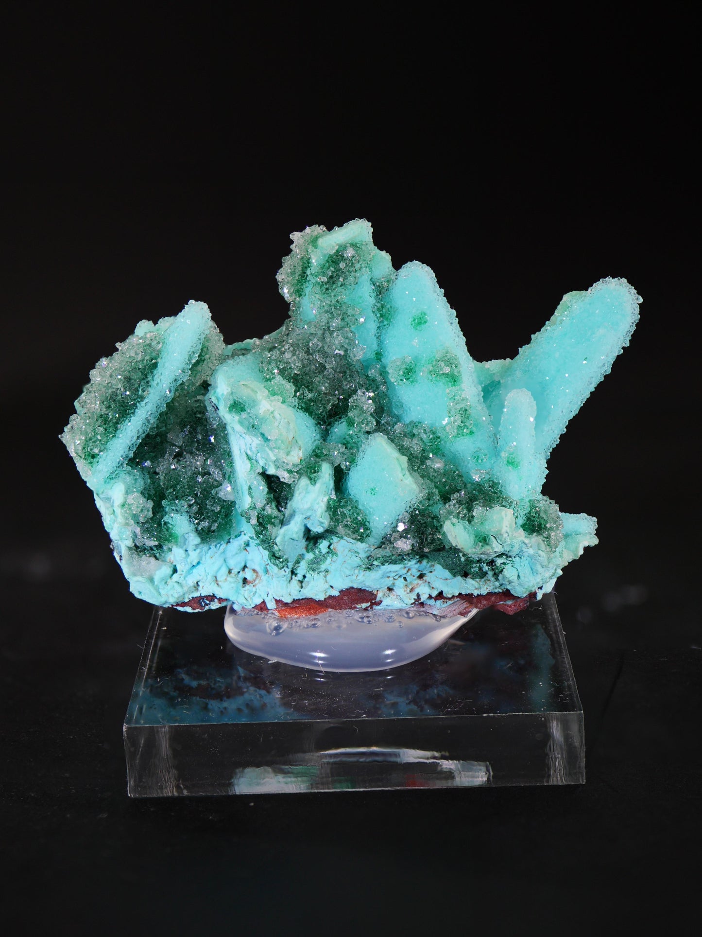 Chrysocolla, Malachite and Quartz pseudomorph after baryte, Lupoto Mine, Kakumba, Kipushi Territory, Haut-Katanga, DR Congo