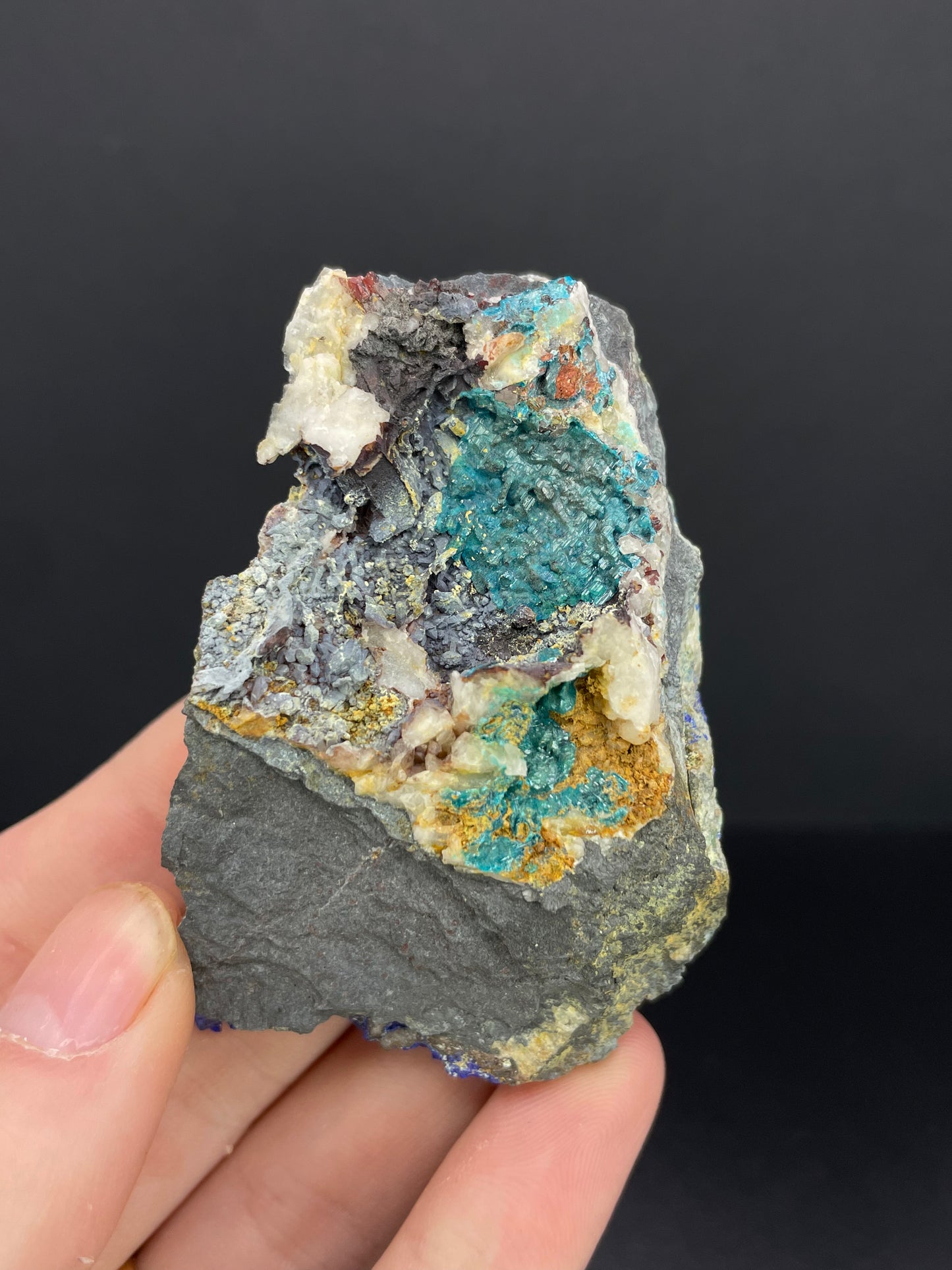 Caledonite, Linarite and Quartz, California