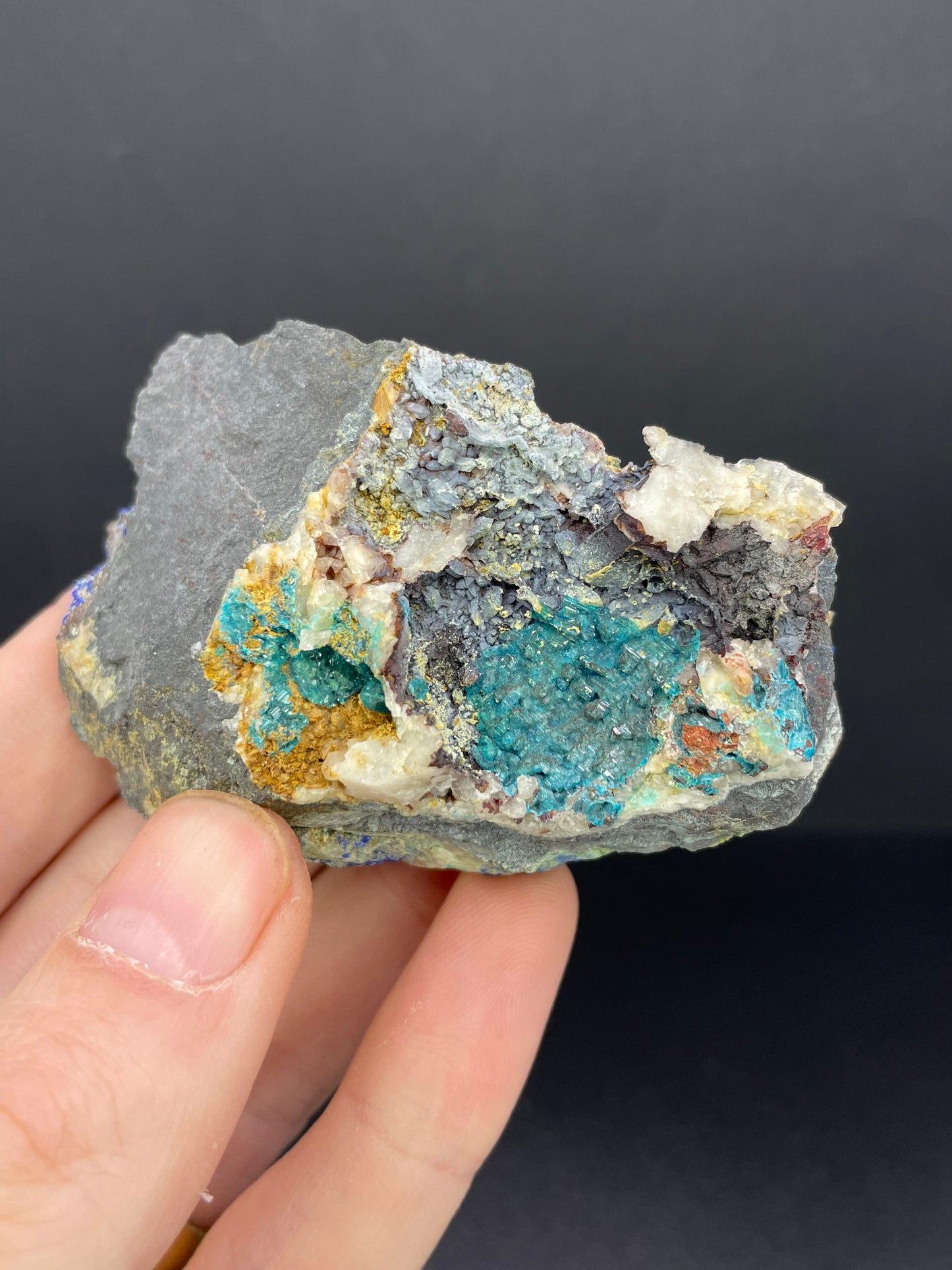 Caledonite, Linarite and Quartz, California