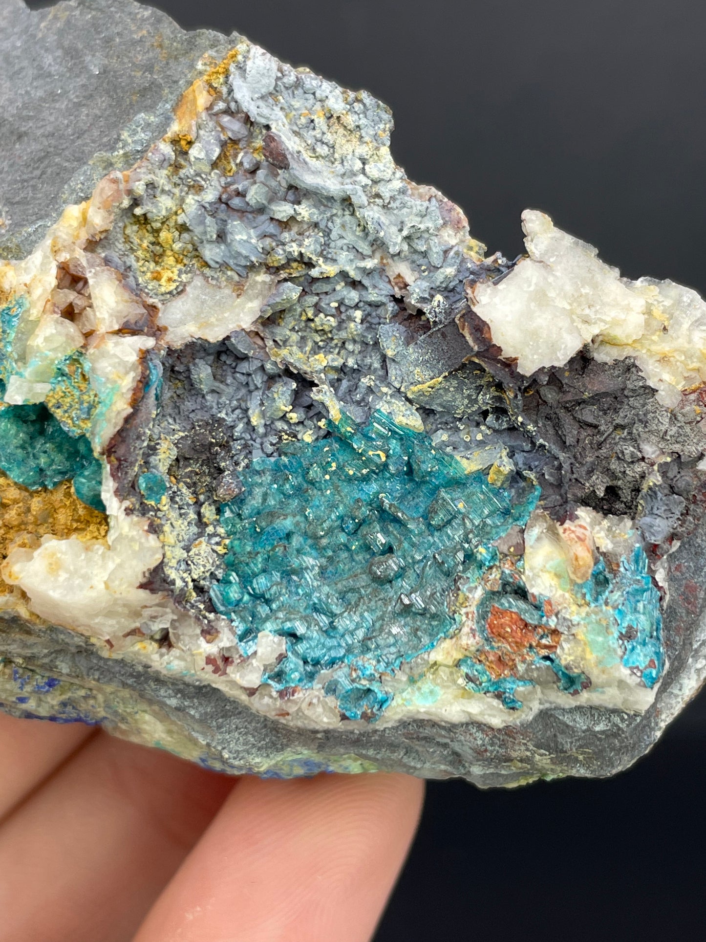 Caledonite, Linarite and Quartz, California
