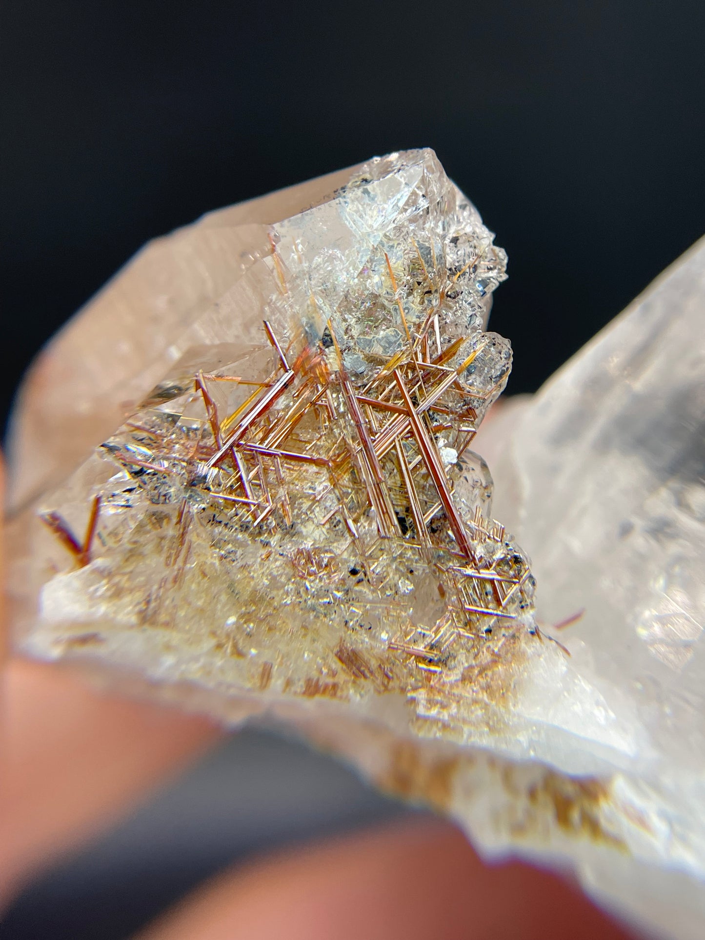 Quartz Tessin Habit with Rutile Sagenite/Reticulated habit, Feldbachtal, Binntal, Canton Valais, Switzerland