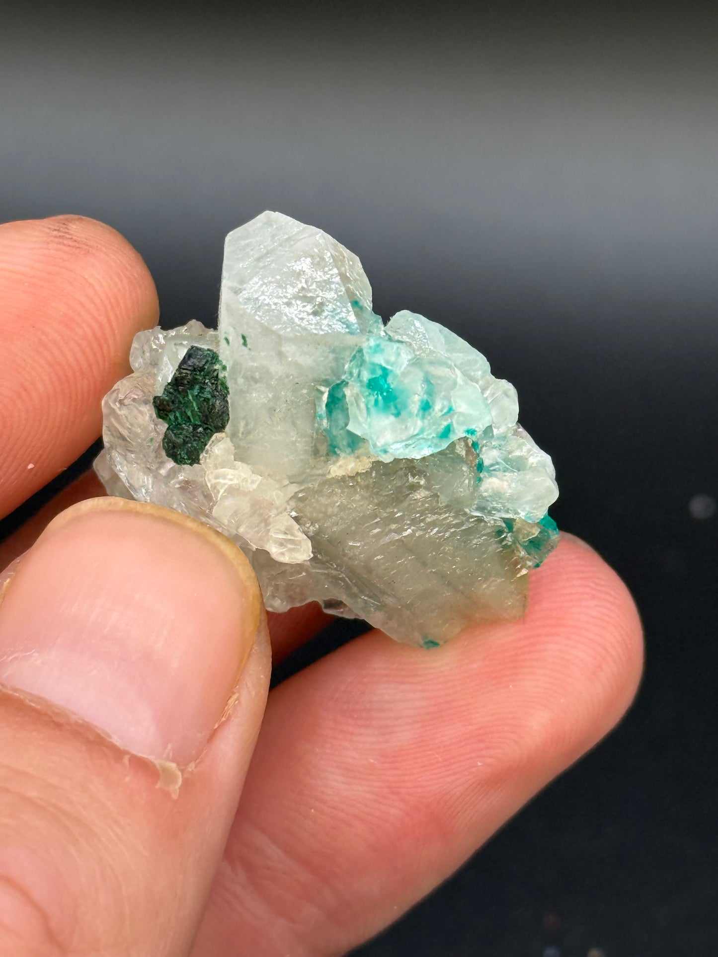Dioptase with Calcite and Quartz, Kunene Region, Namibia