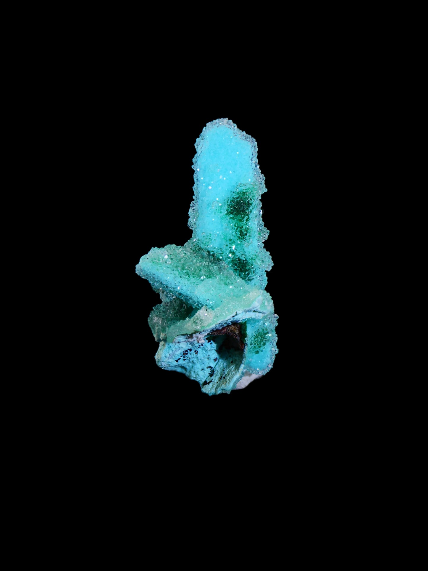 Quartz and Malachite on Chrysocolla Pseudomorph after Baryte, Lupoto Mine, Kakumba, Kipushi Territory, Haut-Katanga, DR Congo