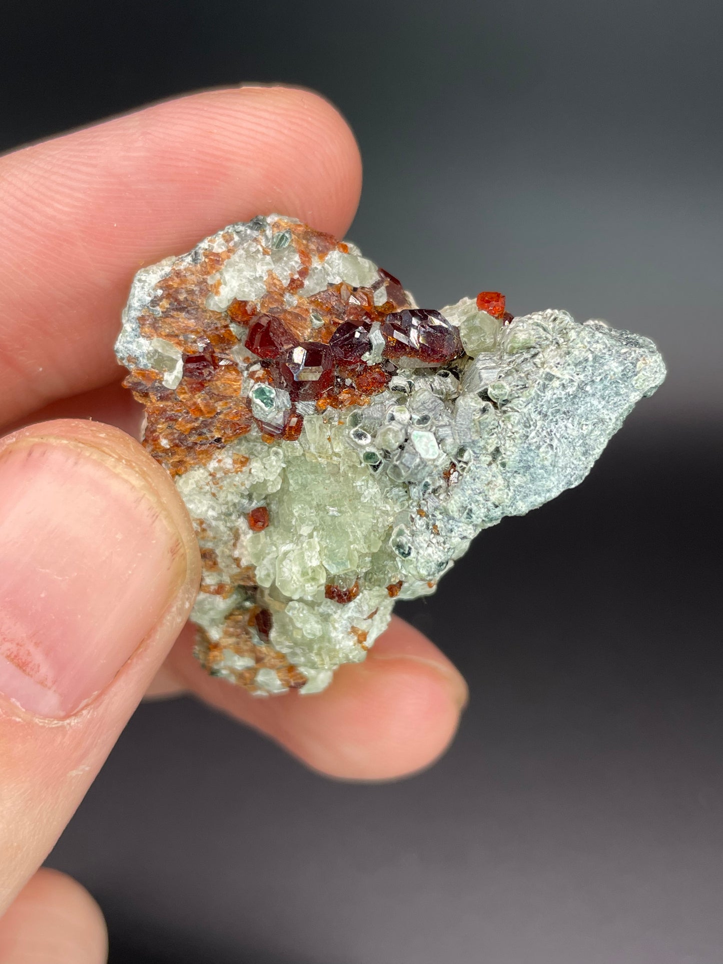 Hessonite garnet, Clinochlore, Diopside, Valle d'Aosta, Italy