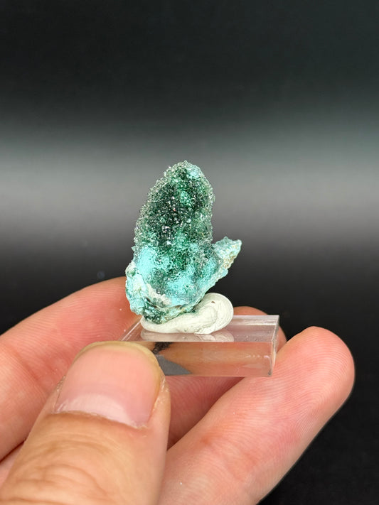 Quartz and Malachite on Chrysocolla Pseudomorph after Baryte, Lupoto Mine, Kakumba, Kipushi Territory, Haut-Katanga, DR Congo
