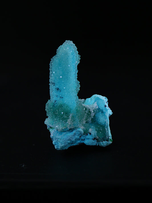 Quartz and Malachite on Chrysocolla Pseudomorph after Baryte, Lupoto Mine, Kakumba, Kipushi Territory, Haut-Katanga, DR Congo