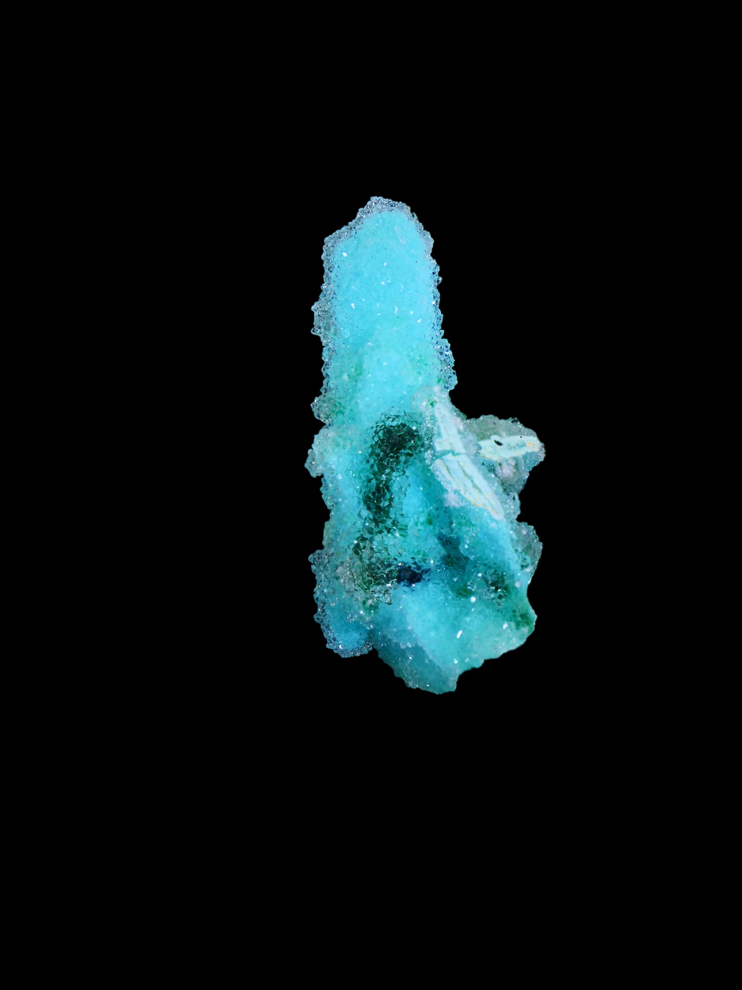 Quartz and Malachite on Chrysocolla Pseudomorph after Baryte, Lupoto Mine, Kakumba, Kipushi Territory, Haut-Katanga, DR Congo