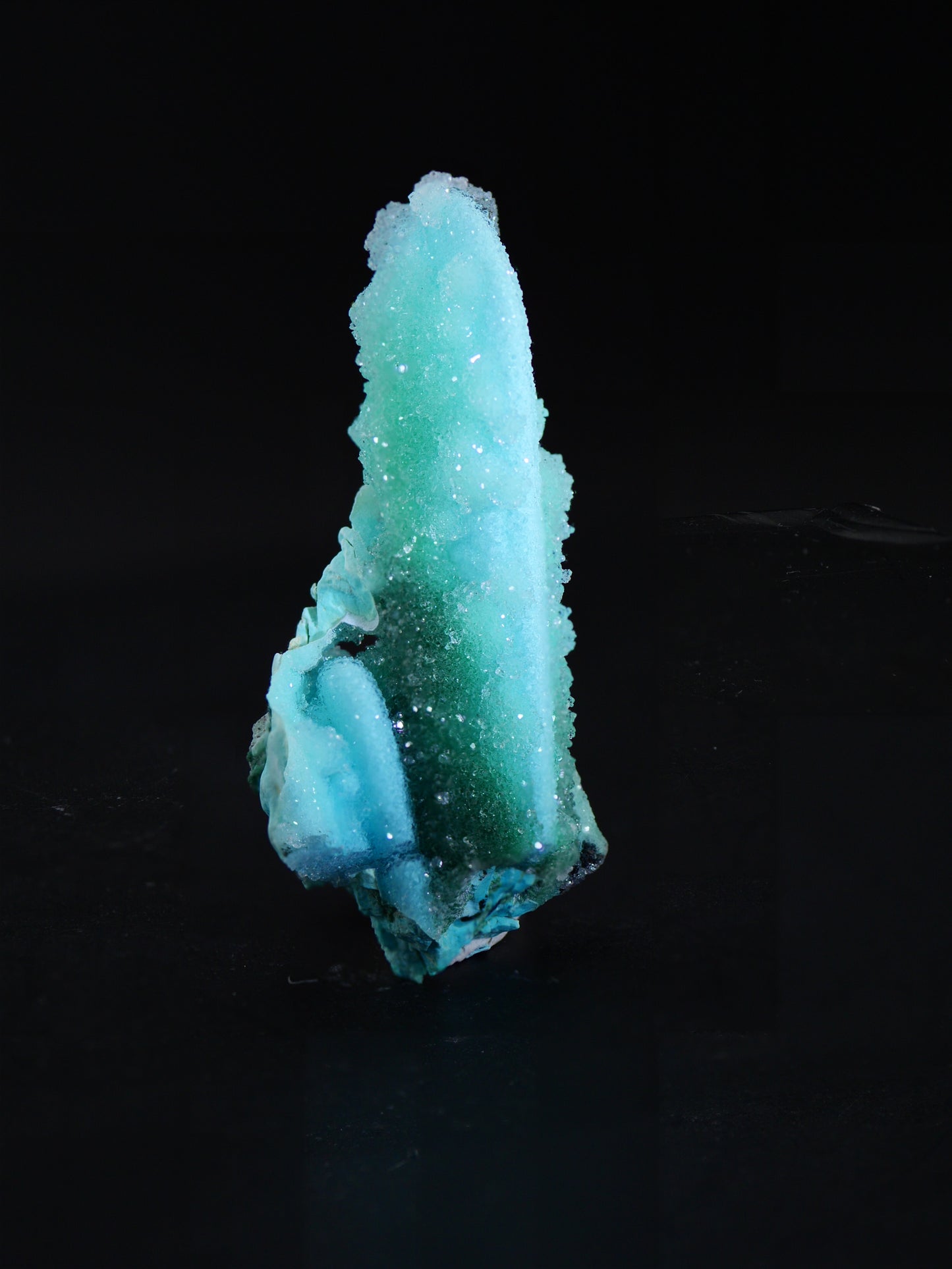 Quartz and Malachite on Chrysocolla Pseudomorph after Baryte, Lupoto Mine, Kakumba, Kipushi Territory, Haut-Katanga, DR Congo