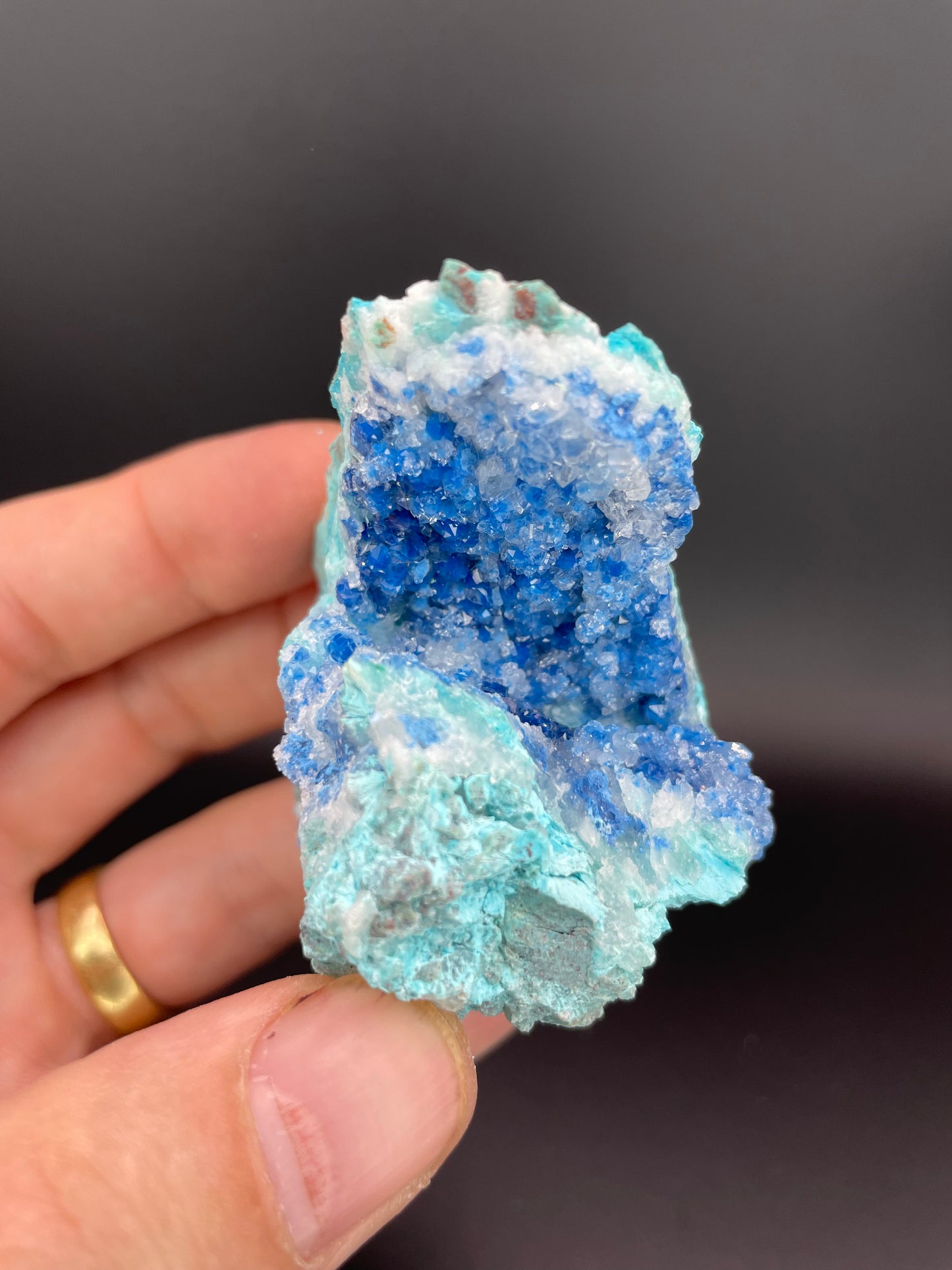 Shattuckite, Chrysocolla, Quartz, 992 Level, Milpillas Mine, Cuitaca, Sonora, Mexico