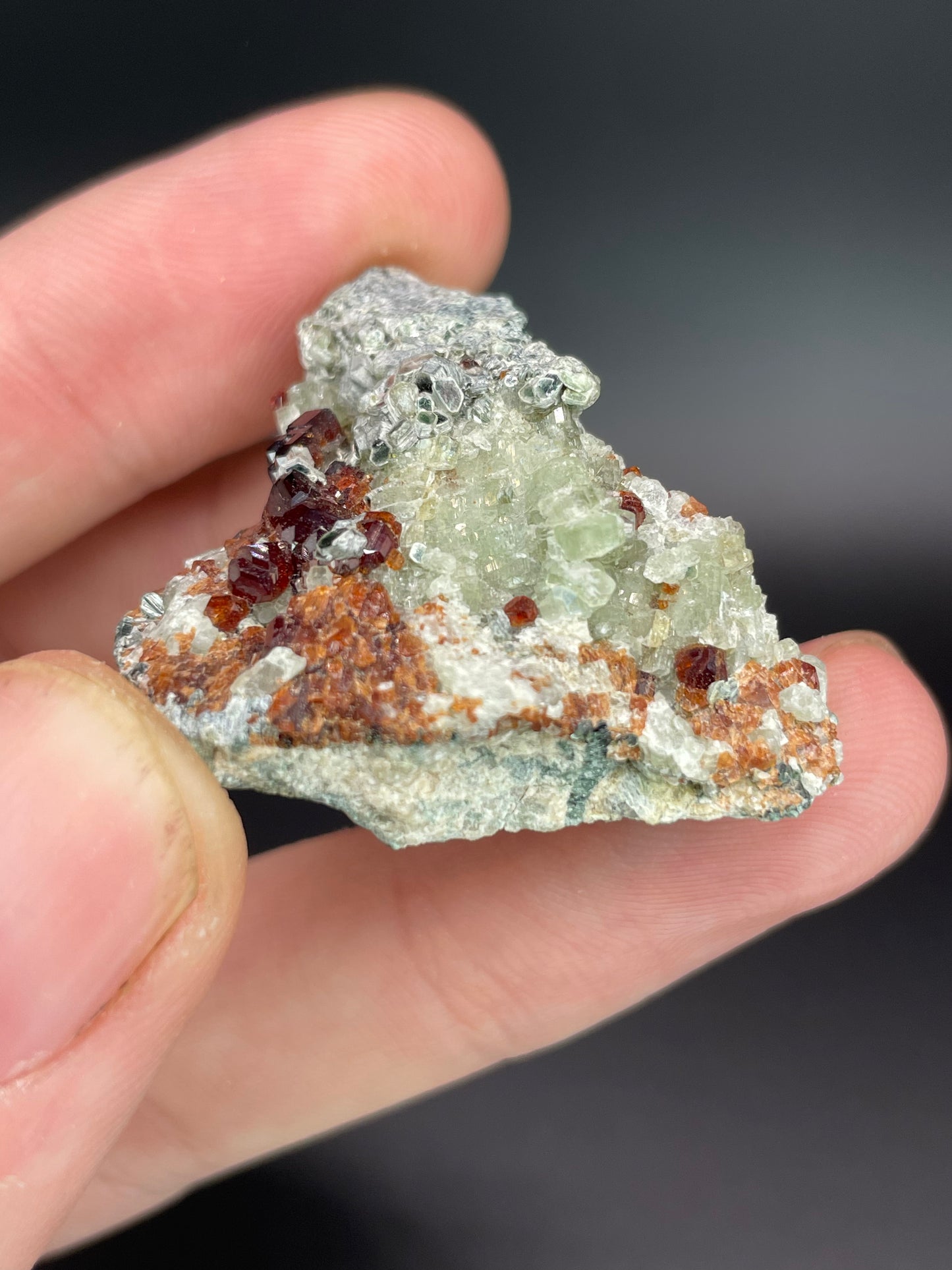 Hessonite garnet, Clinochlore, Diopside, Valle d'Aosta, Italy