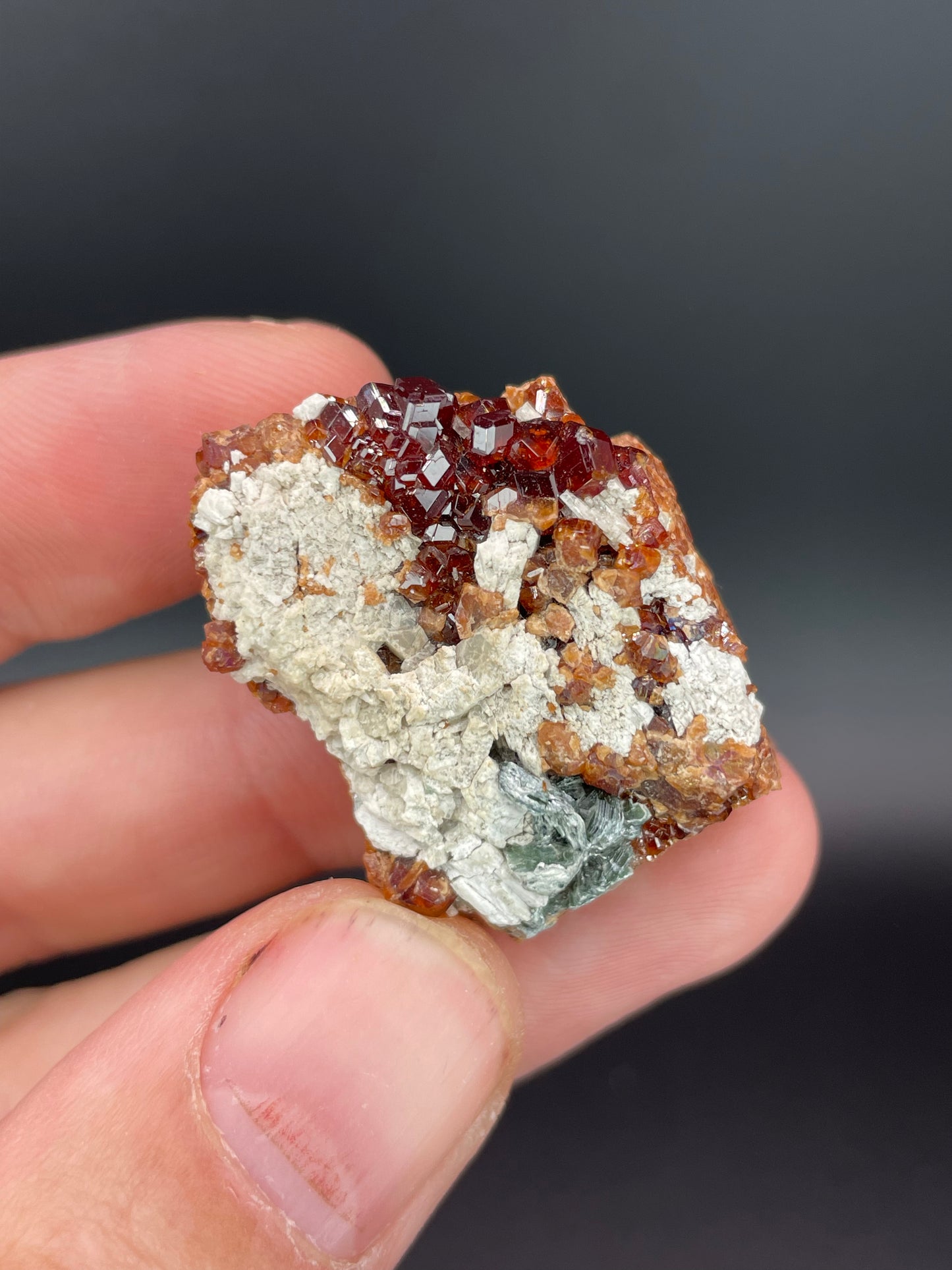 Hessonite garnet, Clinochlore, Valle d'Aosta, Italy