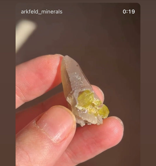 Chrysoberyl on smoky quartz