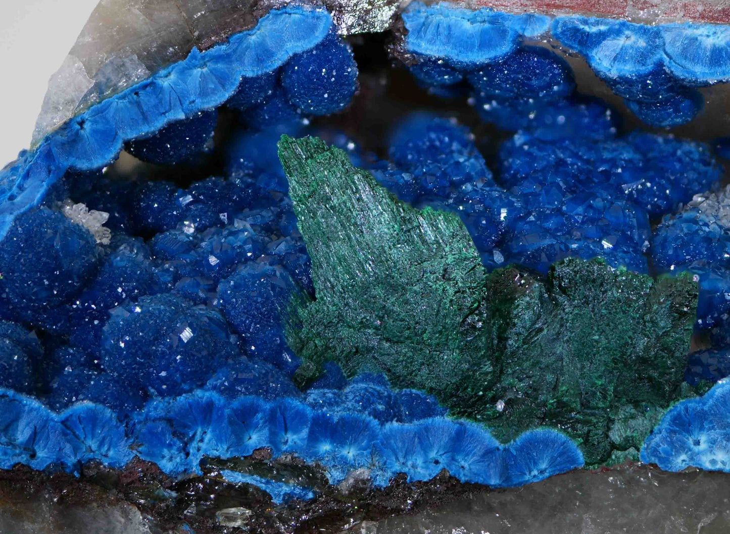 Shattuckite in Quartz with Malachite, Kunene Region, Namibia