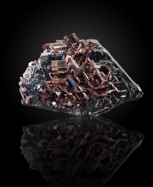Rutile on Hematite, Itremo, Ambatofinandrahana, Amoron'i, Madagascar