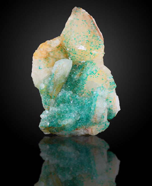 Dioptase in Quartz, Kaokoveld, Kunene Region, Namibia