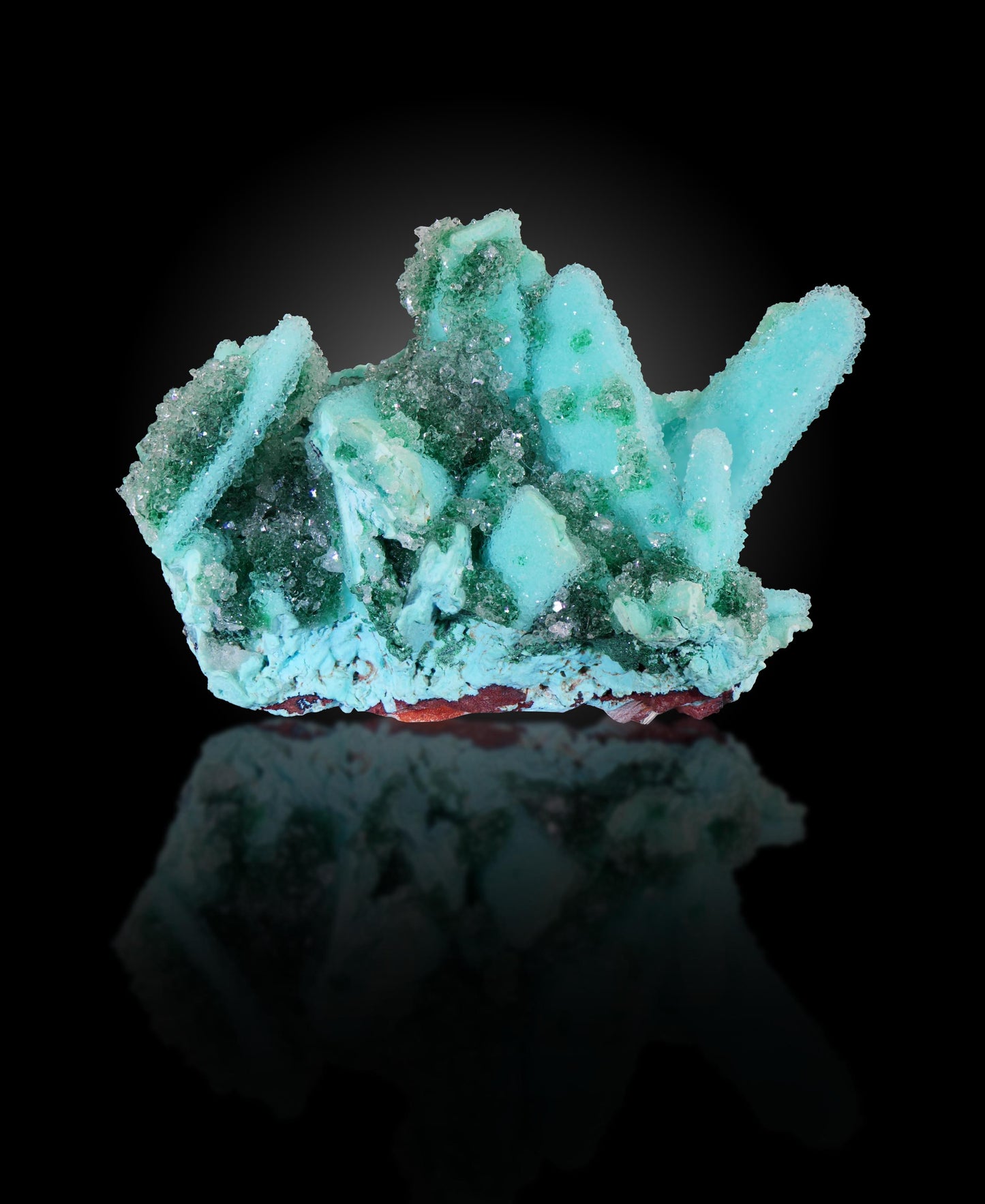 Chrysocolla, Malachite and Quartz pseudomorph after baryte, Lupoto Mine, Kakumba, Kipushi Territory, Haut-Katanga, DR Congo