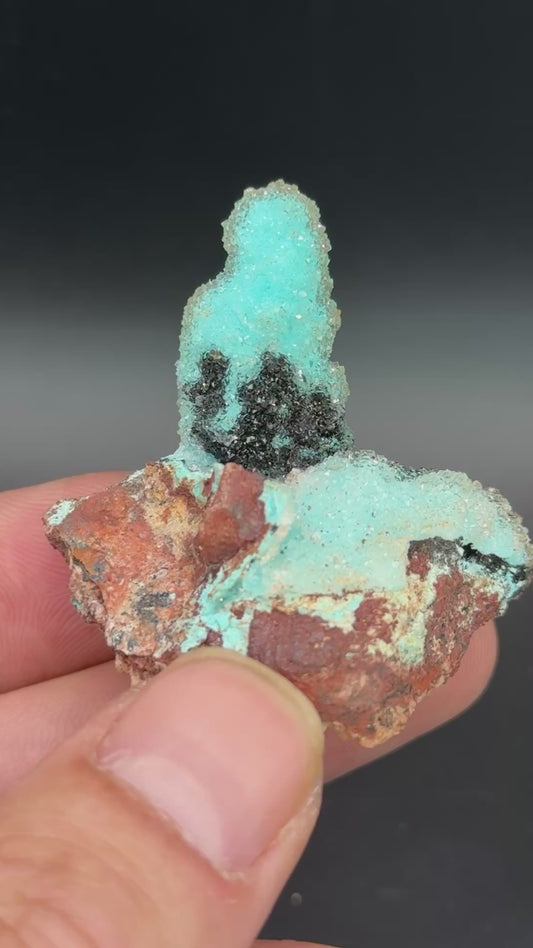 Quartz and Malachite on Chrysocolla Pseudomorph after Baryte, Lupoto Mine, Kakumba, Kipushi Territory, Haut-Katanga, DR Congo