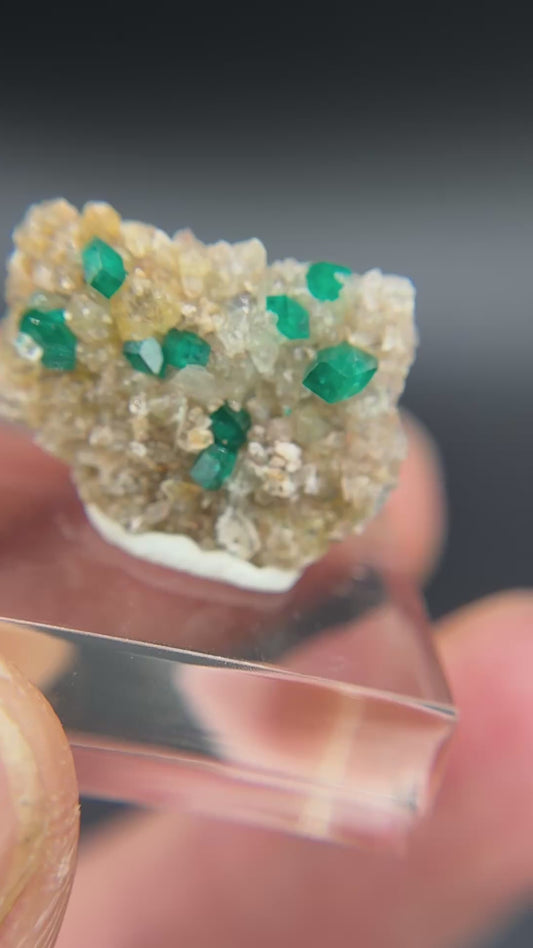 Dioptase on Quartz, Kunene Region, Namibia